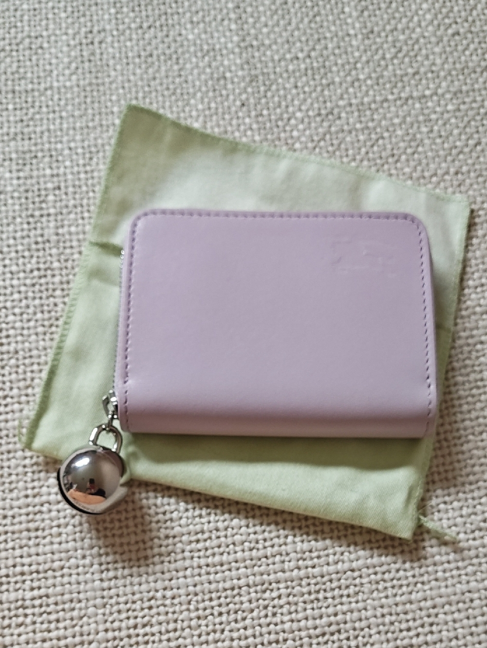 Burberry EKD Zip around Leather Card Holder with Silver Charm